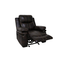 Linden 37 Inch Power Glider Recliner Chair, Plush Brown Faux Leather - BM311477