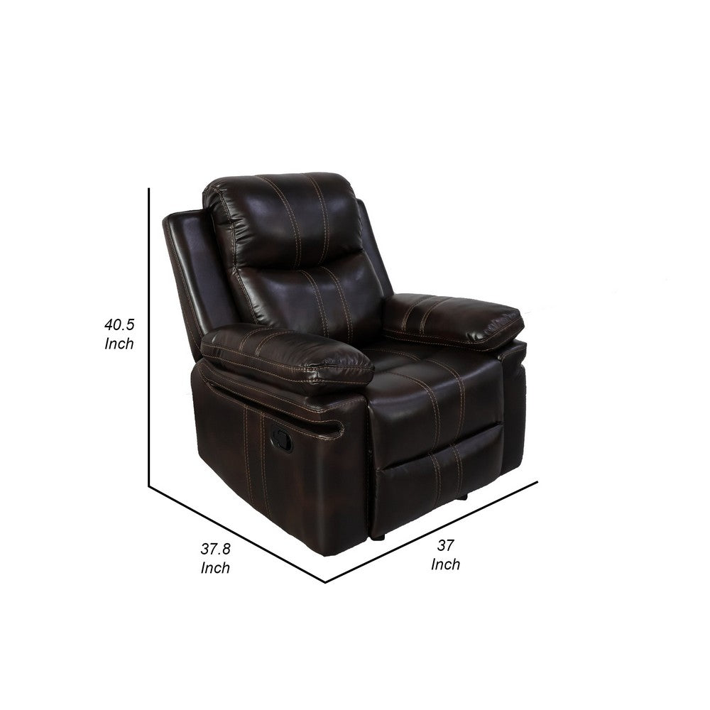 Linden 37 Inch Power Glider Recliner Chair, Plush Brown Faux Leather - BM311477