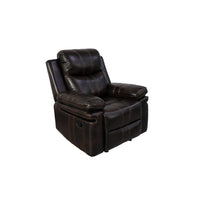 Linden 37 Inch Power Glider Recliner Chair, Plush Brown Faux Leather - BM311477