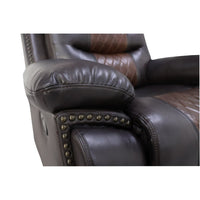 Asher 39 Inch Manual Recliner Chair, Wood, Pocket Coils, Brown Faux Leather - BM311481