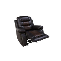 Asher 39 Inch Power Recliner Chair, Wood, Pocket Coils, Brown Faux Leather - BM311482