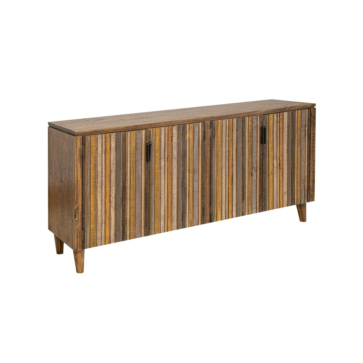 Texu 69 Inch Sideboard Console, Pine Wood, Pedant Handles, Brown, Yellow - BM311491