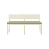 Celi 53 Inch Dining Bench, Taupe Faux Leather Seat, Beige Wood Frame - BM311521