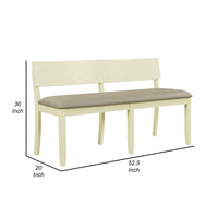 Celi 53 Inch Dining Bench, Taupe Faux Leather Seat, Beige Wood Frame - BM311521