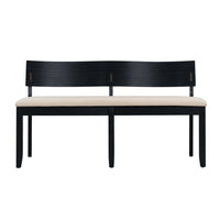 Celi 53 Inch Dining Bench, Cream Fabric Seat, Matte Black Wood Frame - BM311522
