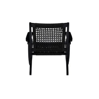 Heor 29 Inch Accent Chair, Hexagon Rope Woven Back, Seat, Black Wood  - BM311526