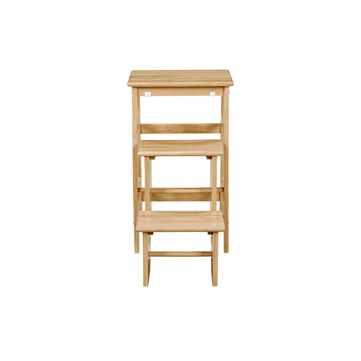 Nero 30 Inch Folding Step Stool, 3 Tier Design, Farmhouse, Natural Brown - BM311529