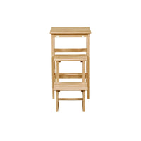 Nero 30 Inch Folding Step Stool, 3 Tier Design, Farmhouse, Natural Brown - BM311529