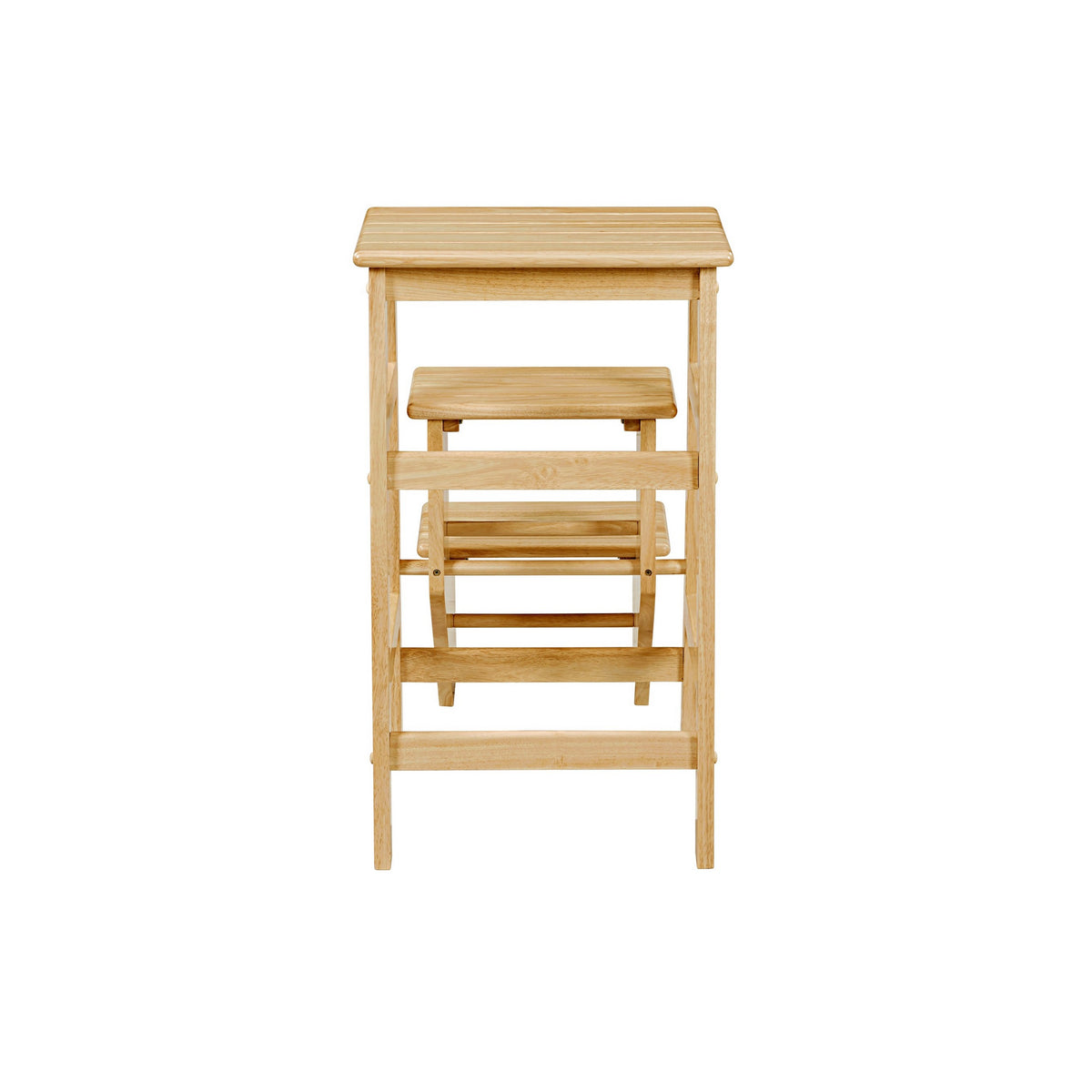 Nero 30 Inch Folding Step Stool, 3 Tier Design, Farmhouse, Natural Brown - BM311529