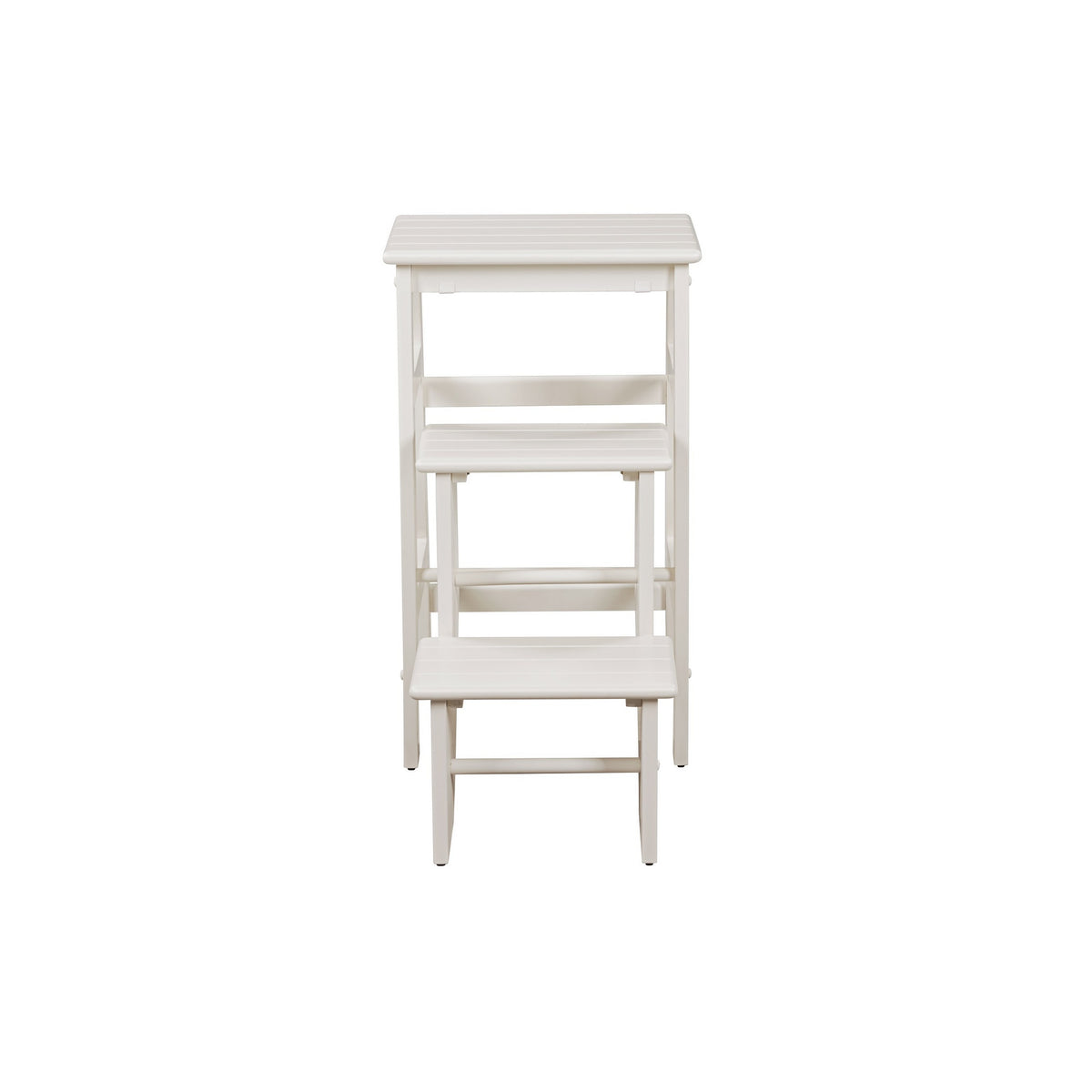 Nero 30 Inch Folding Step Stool, 3 Tier Design, Farmhouse, Cream Wood - BM311530