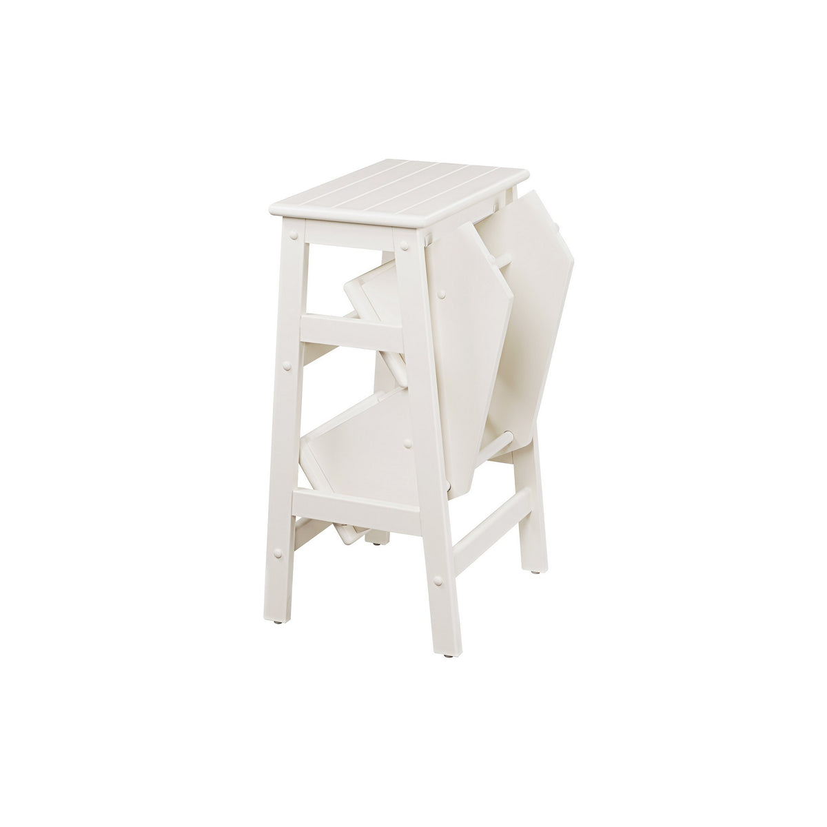 Nero 30 Inch Folding Step Stool, 3 Tier Design, Farmhouse, Cream Wood - BM311530