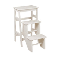 Nero 30 Inch Folding Step Stool, 3 Tier Design, Farmhouse, Cream Wood - BM311530