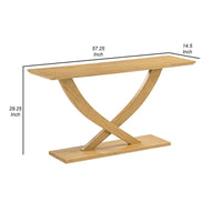 Rase 57 Inch Console Table, Cross Leg Design, Pedestal Base, Brown Wood - BM311534