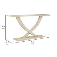 Rase 57 Inch Console Table, Cross Leg Design, Pedestal Base, Whitewash Wood - BM311535