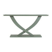 Rase 57 Inch Console Table, Cross Leg Design, Pedestal Base, Gray Green - BM311536