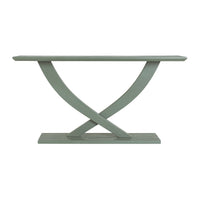 Rase 57 Inch Console Table, Cross Leg Design, Pedestal Base, Gray Green - BM311536