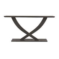 Rase 57 Inch Console Table, Cross Leg Design, Pedestal Base, Black Wood - BM311537