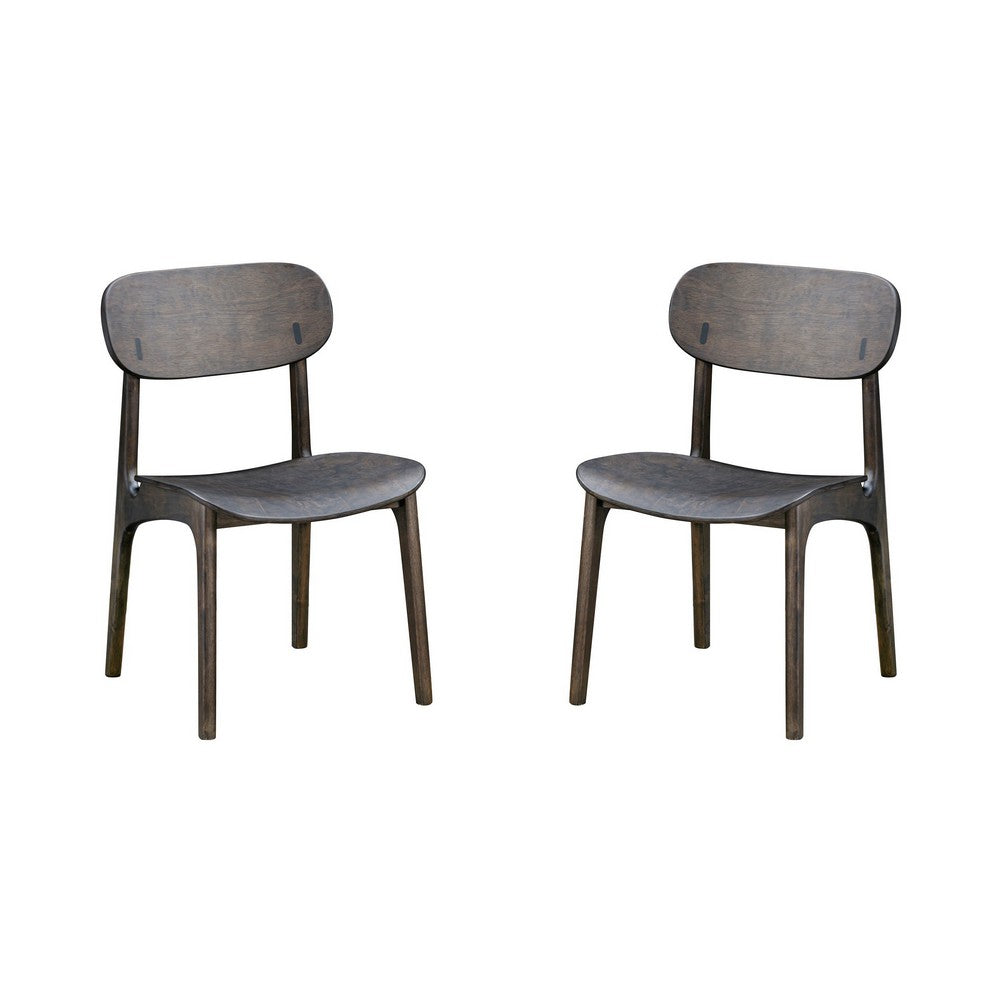 Seln 20 Inch Dining Chair Set of 2, Curved Seat, Splayed Legs, Gray - BM311538