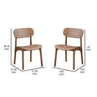 Seln 20 Inch Dining Chair Set of 2, Curved Seat, Splayed Legs, Dark Brown - BM311539