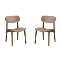 Seln 20 Inch Dining Chair Set of 2, Curved Seat, Splayed Legs, Dark Brown - BM311539