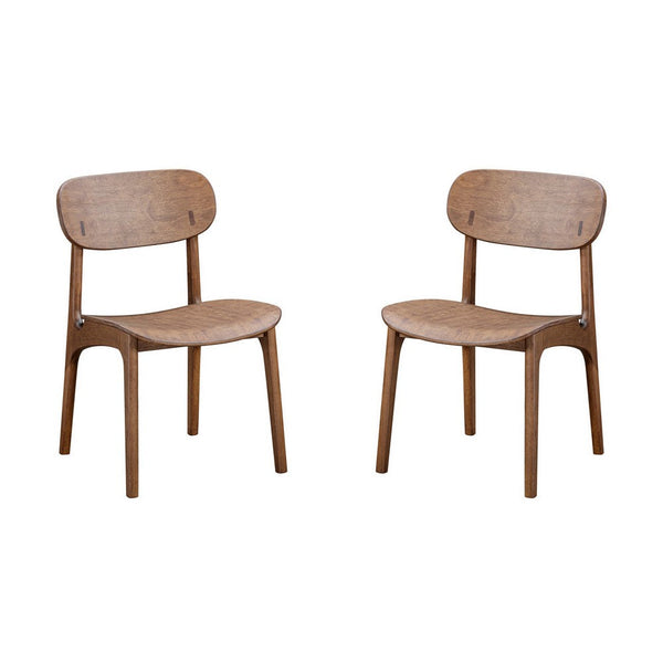 Seln 20 Inch Dining Chair Set of 2, Curved Seat, Splayed Legs, Dark Brown - BM311539