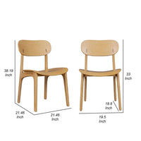 Seln 20 Inch Dining Chair Set of 2, Curved Seat, Splayed Legs, Light Brown - BM311540