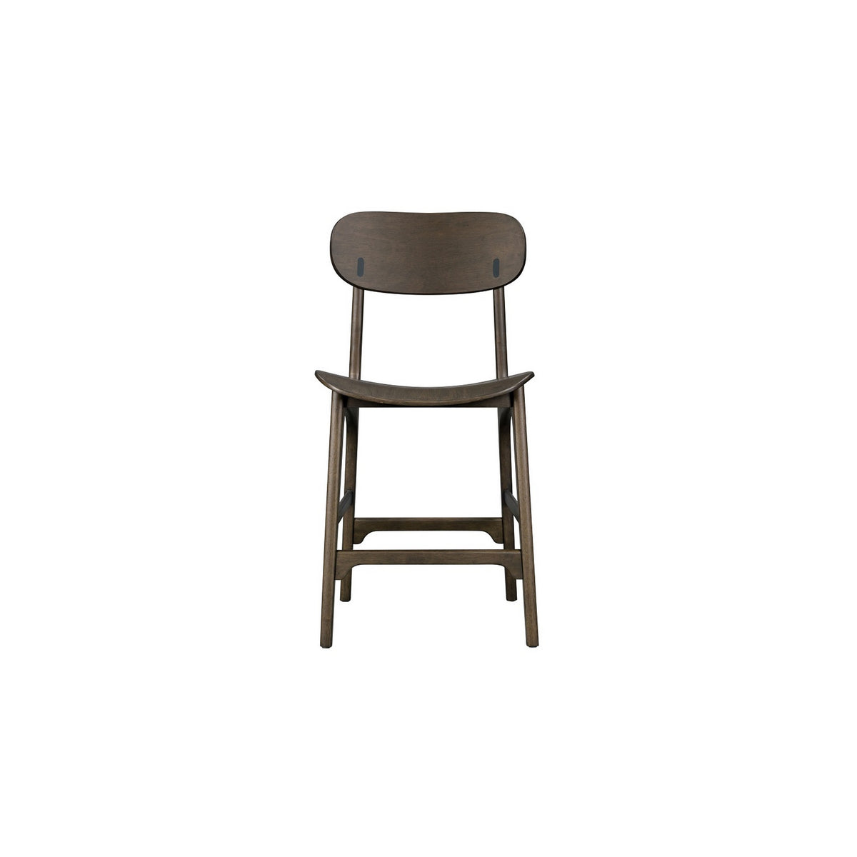 Seln 24 Inch Counter Stool Chair, Curved Seat, Open Back, Dark Gray Wood - BM311541