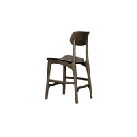 Seln 24 Inch Counter Stool Chair, Curved Seat, Open Back, Dark Gray Wood - BM311541