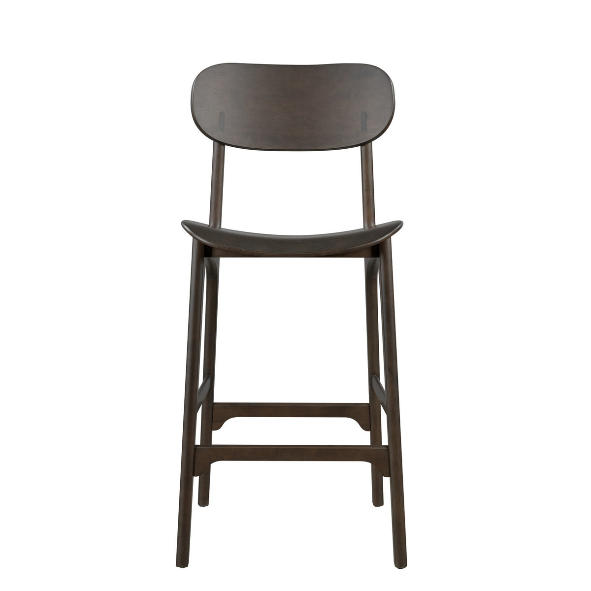 Seln 30 Inch Barstool Chair, Curved Seat, Open Back, Dark Gray Wood - BM311542