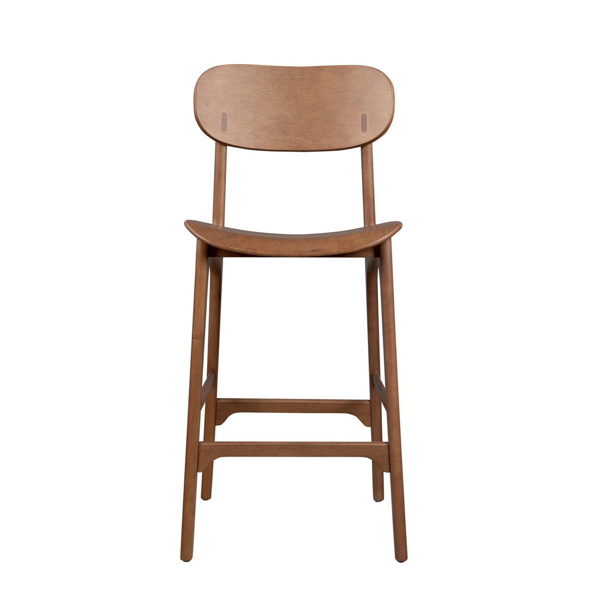 Seln 30 Inch Barstool Chair, Curved Seat, Open Back, Dark Brown Wood - BM311544