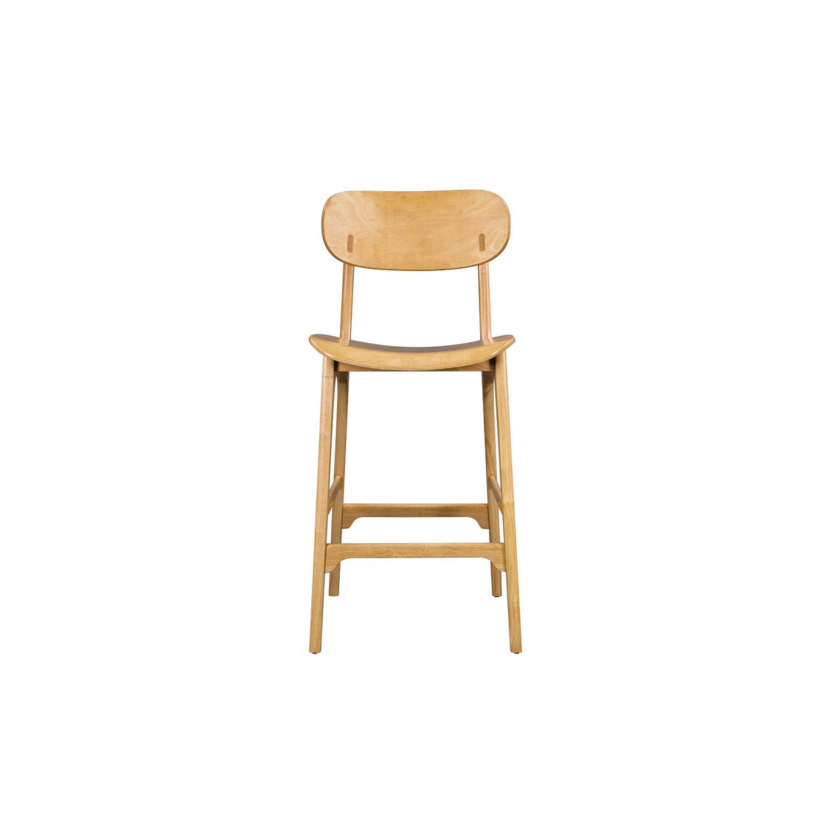 Seln 30 Inch Barstool Chair, Curved Seat, Open Back, Light Brown Wood - BM311546