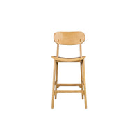 Seln 30 Inch Barstool Chair, Curved Seat, Open Back, Light Brown Wood - BM311546