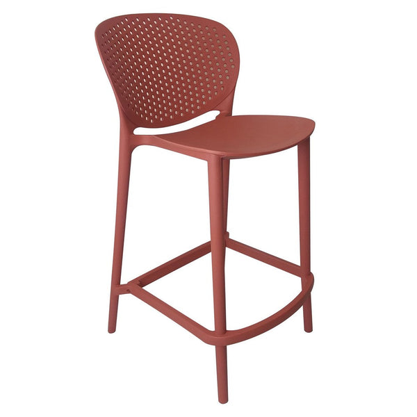 Celin 30 Inch Barstool Chair, Set of 4, Stackable, Mesh, Curved Seat, Orange - BM311549