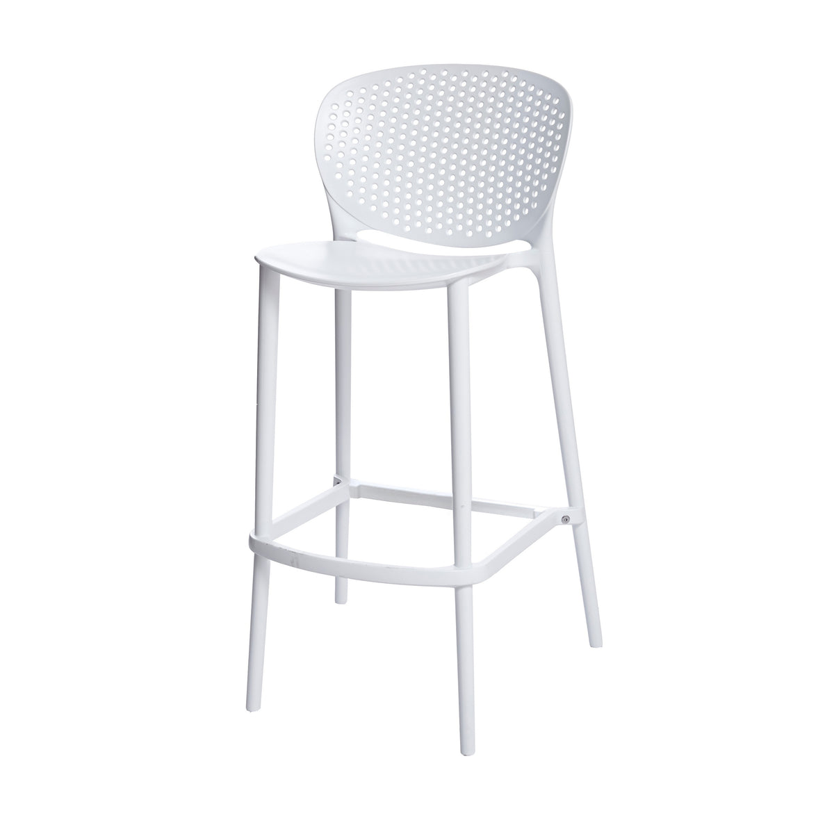 Celin 30 Inch Barstool Chair, Set of 4, Stackable, Mesh, Curved Seat, White - BM311550