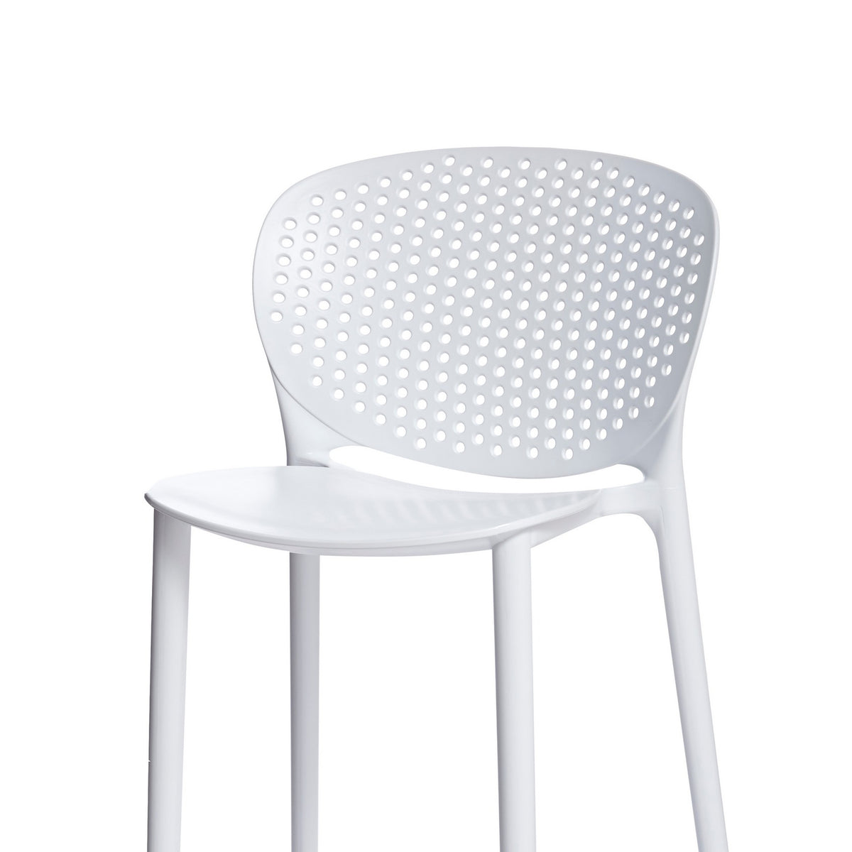 Celin 30 Inch Barstool Chair, Set of 4, Stackable, Mesh, Curved Seat, White - BM311550