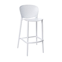 Celin 30 Inch Barstool Chair, Set of 4, Stackable, Mesh, Curved Seat, White - BM311550