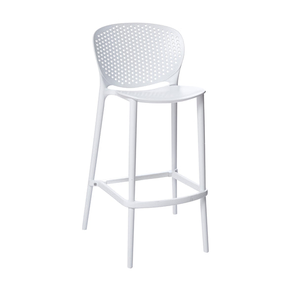 Celin 30 Inch Barstool Chair, Set of 4, Stackable, Mesh, Curved Seat, White - BM311550