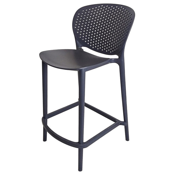 Celin 26 Inch Counter Stool Chair, Set of 4, Stackable, Mesh Back, Gray - BM311552