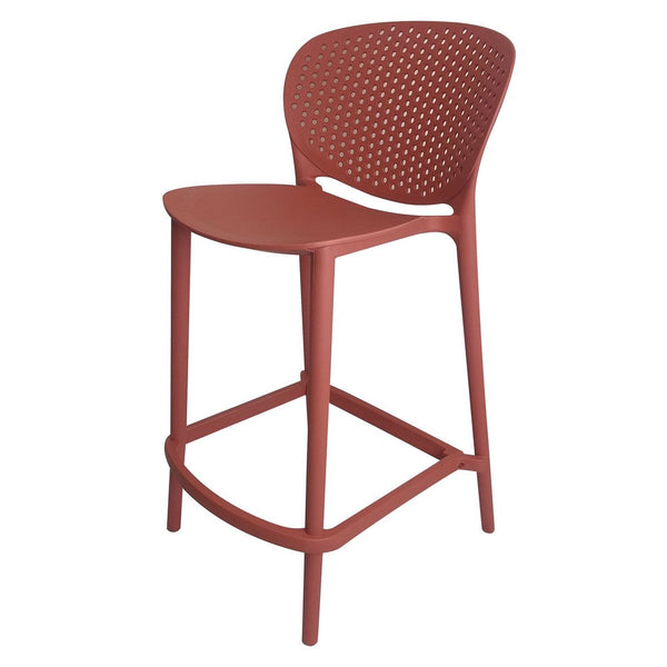 Celin 26 Inch Counter Stool Chair, Set of 4, Stackable, Mesh Back, Orange - BM311553