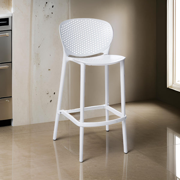 Celin 26 Inch Counter Stool Chair, Set of 4, Stackable, Mesh Back, White - BM311554