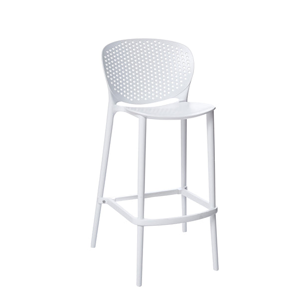 Celin 26 Inch Counter Stool Chair, Set of 4, Stackable, Mesh Back, White - BM311554