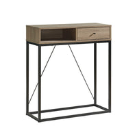 Bery 34 Inch Sideboard Console Table, 1 Cubby Shelf, 1 Drawer, Taupe, Black - BM311560