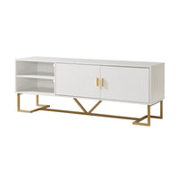 Bery 60 Inch TV Media Entertainment Console, 2 Door Cabinet, White, Gold - BM311567