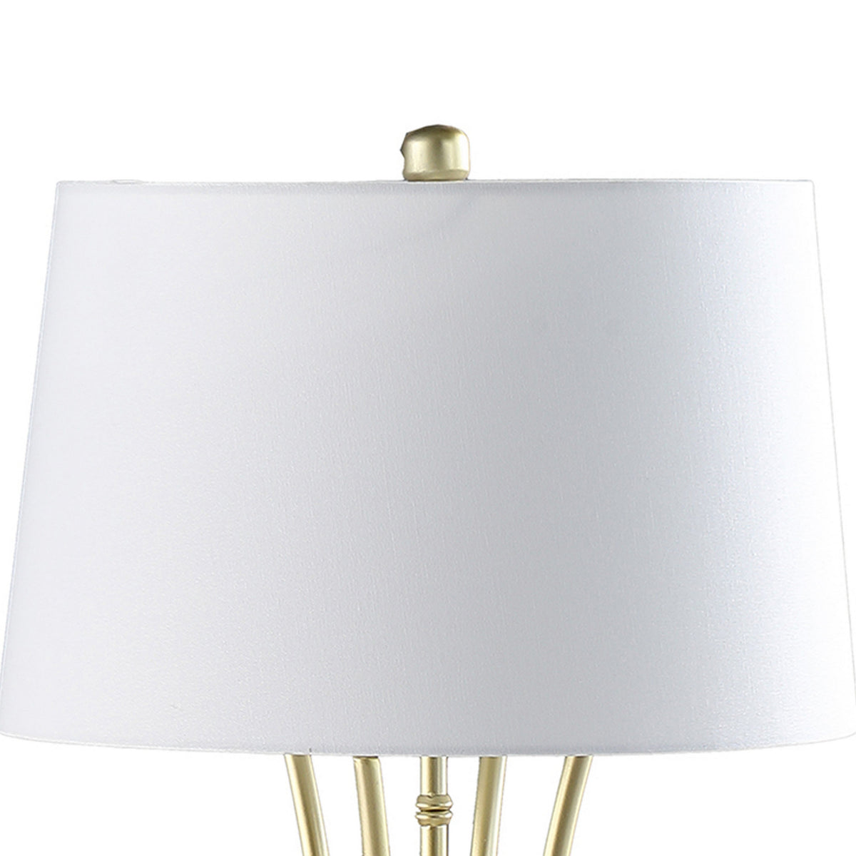 Lisi 29 Inch Table Lamp, White Drum Shade, Gold Mettalic Bamboo Style Base - BM311577