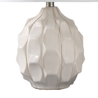 22 Inch Table Lamp, Cream Round Cascading Ceramic Design Urn, Brushed Metal - BM311579