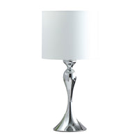 Omi 25 Inch Table Lamp, Drum White Shade, Sleek Slender Modern Chrome Body - BM311580