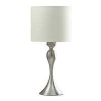 Omi 25 Inch Table Lamp, Drum White Shade, Sleek Modern Brushed Silver Body - BM311581