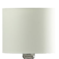 Omi 25 Inch Table Lamp, Drum White Shade, Sleek Modern Brushed Silver Body - BM311581