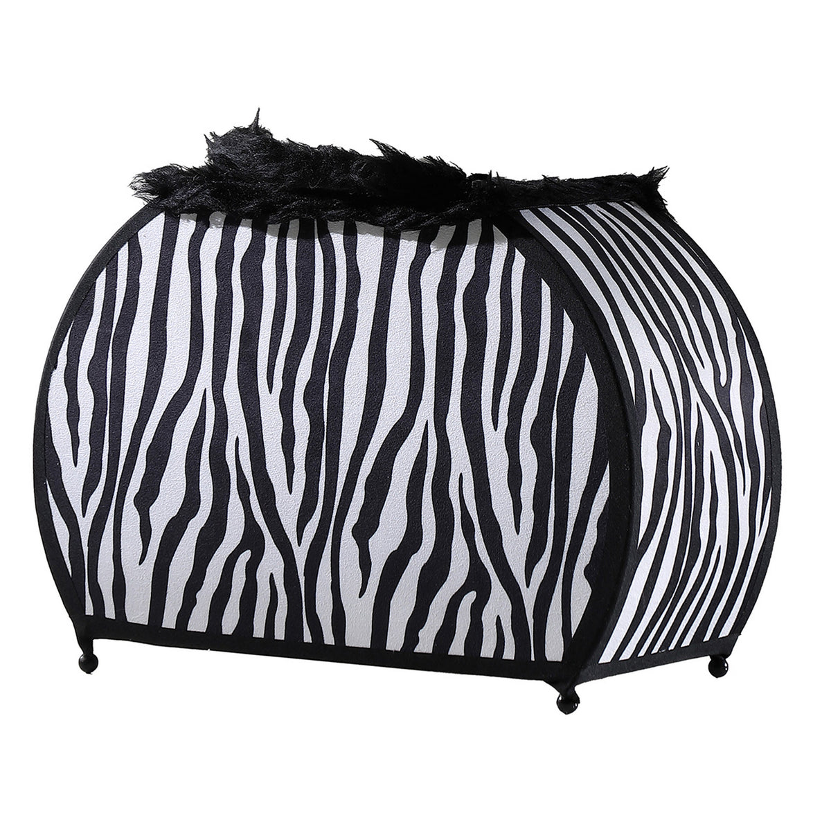 Wigi 12 Inch Accent Lamp, Purse, Zebra Animal Print, Black White Faux Fur - BM311582