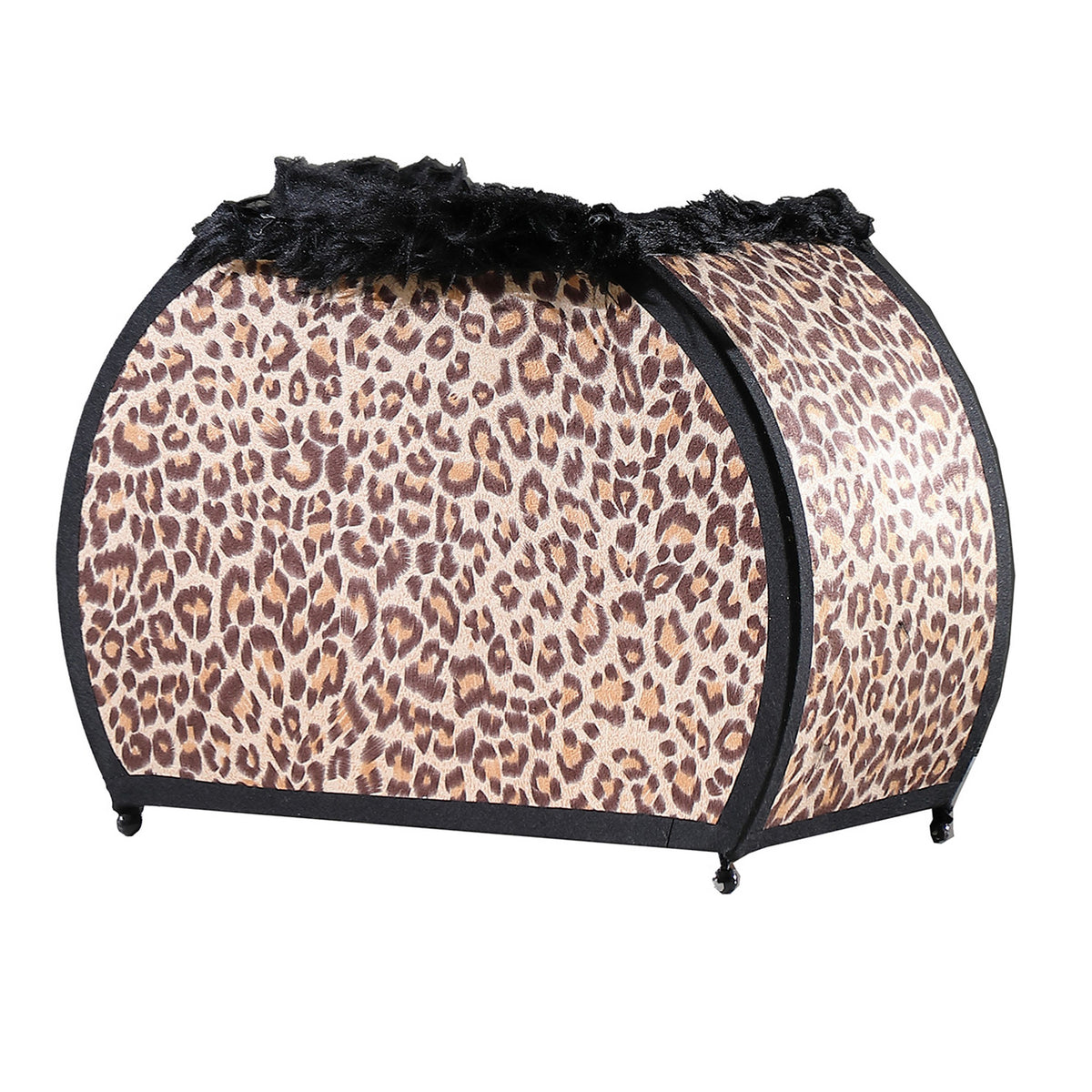 Wigi 12 Inch Accent Lamp, Purse, Cheetah Animal Print, Brown Black Faux Fur - BM311583